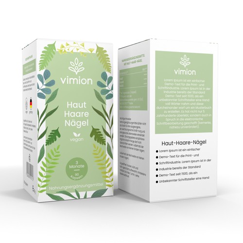 Packaging design for a German brand of high-quality food supplements Design by Packagingholic