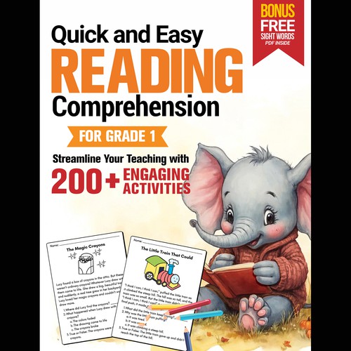 BOOK COVER: Grade 1 Reading Comprehension - Professional Workbook for Kids Design by Aaniyah.ahmed
