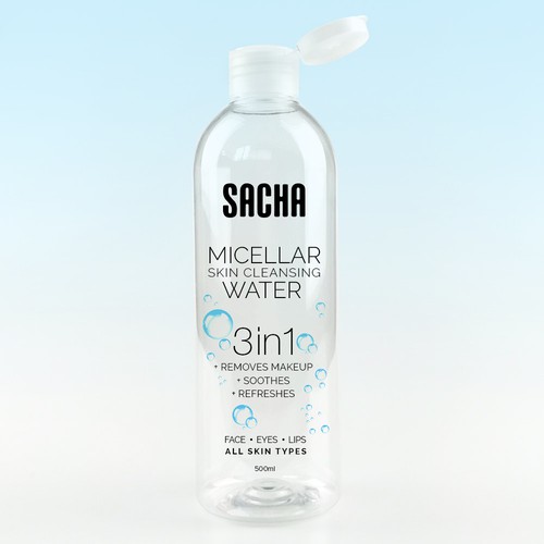 Sacha Micellar Water bottle 500ml Design by ikoniske™