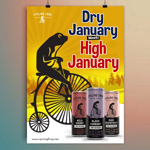 Create a 'Dry January meets High January' poster.  Have Fun, Be Creative, Open to all suggestions. Design by 123Graphics