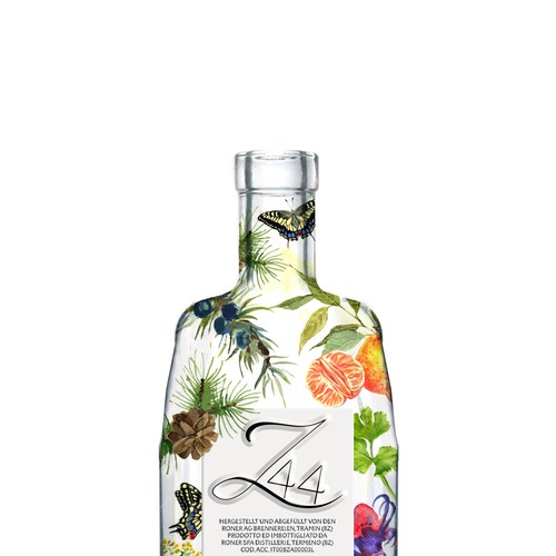 Gin Bottle & packaging design + merchandising Design by bcra