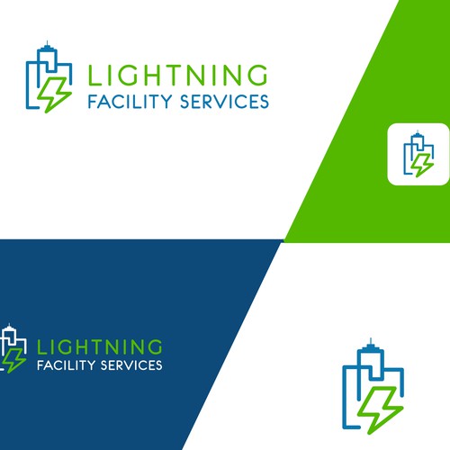Cool logo using a lightning bolt for commercial maintenance/cleaning company. Design by Faizio