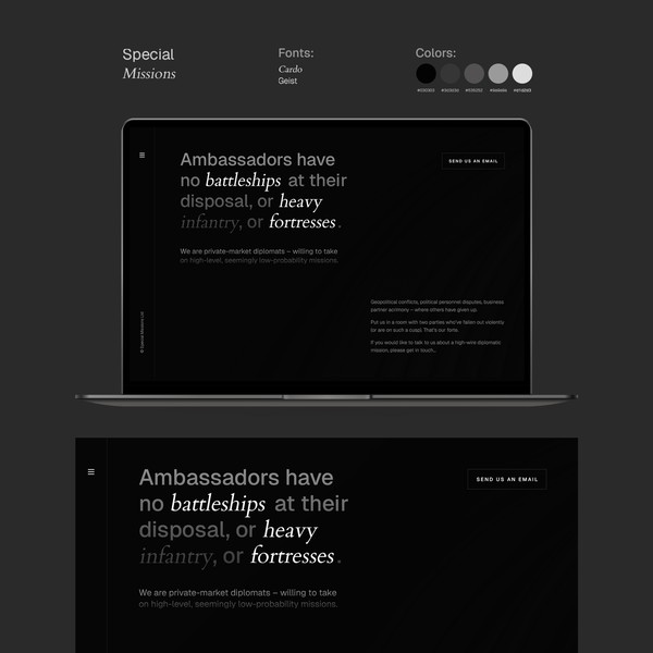 Landing page for Special Missions