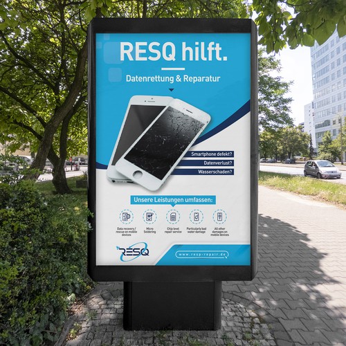 Clean & Nice Poster for Cell Phone Repair & Data Rescue Company Design by inventivao