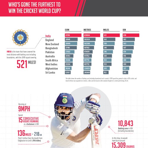 Designs | Fun Cricket Player Stats For ICC World Cup | Infographic Contest