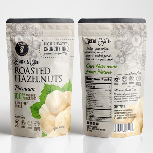 Create a great product package for Aznut hazelnuts Design by znakovanj