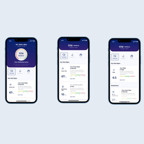 Wellness "vital signs" app - redesign Design by Razin@1