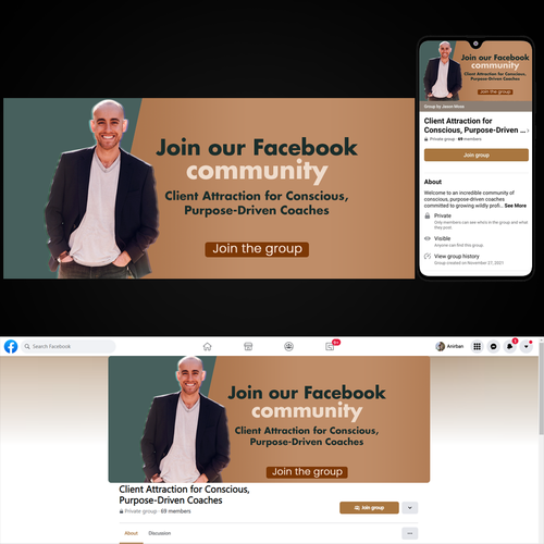 Earthy Facebook Cover For Conscious Business Coach Réalisé par Mac88graphic