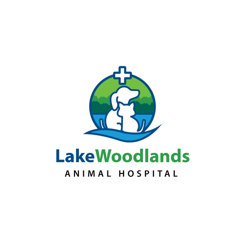 Veterinary logo design for a small animal hospital located next to a lake! Design by banyustudio