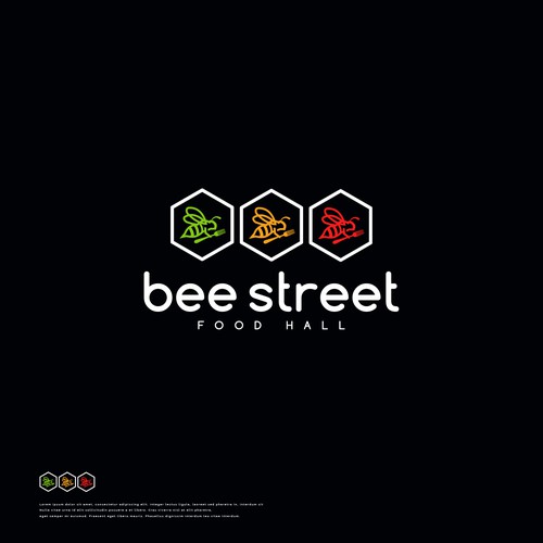 BeeStreet - a ghost kitchen Food Hall logo! Design by magdaraog™