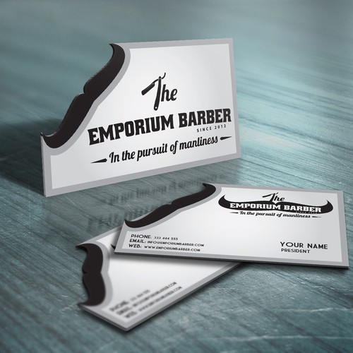 Unique business card for The Emporium Barber Diseño de BlueMooon