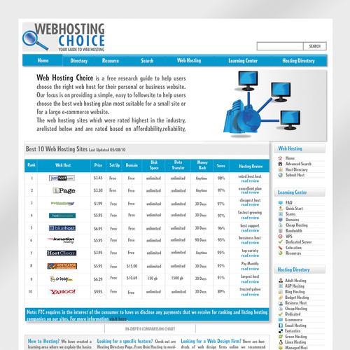 Redesign WebHostingChoice.com Design by honeyjar