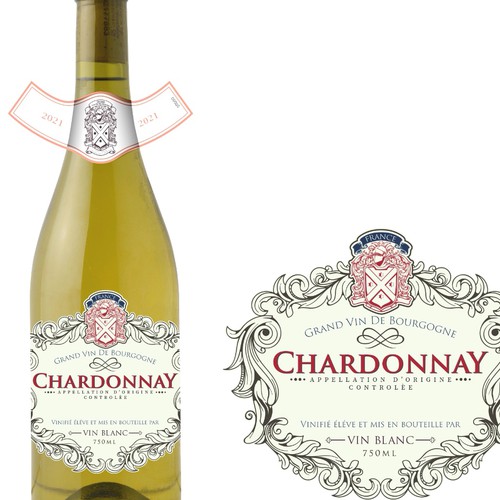 Burgundy Type Label / Chardonnay Design by UVW699