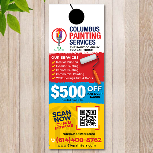 Door Hangers for Painters - Designed & Printed - FREE Shipping – Footbridge  Marketing