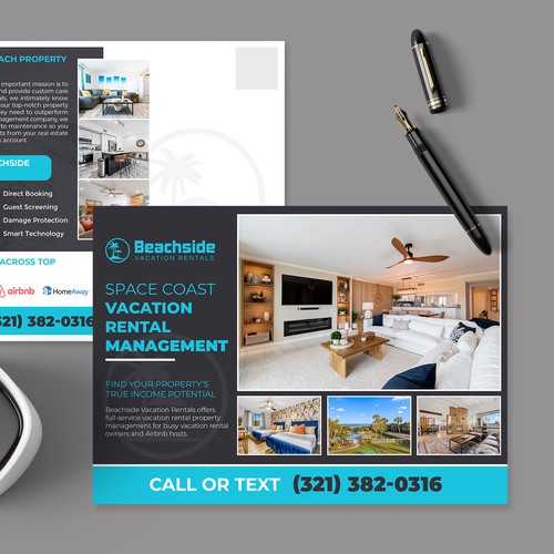 Design a Vacation Rental Management Postcard - Appeal to Property Owners Design by Alphabet ♥