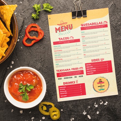 Designs | Vintage Looking Taco Menu Appealing For College Town | Menu ...