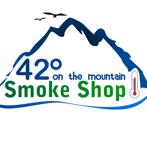 Create logo as the 42° is to look like 420 and then some mountains
and put "on the mountain" under smoke shop
 Design von vnoel