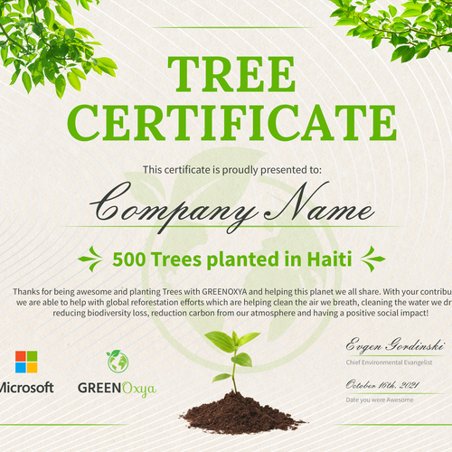 Evgen GordinskiさんのTree Certificateデザイン