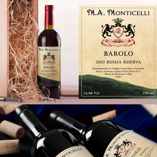 DESIGN A CLASSIC BAROLO WINE LABEL  FOR M A MONTICELLI 