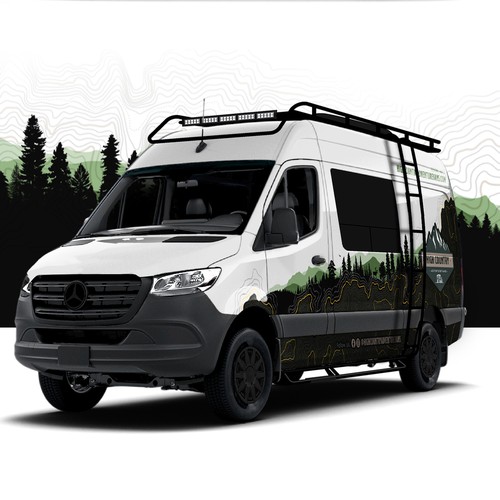 Nature inspired Sprinter Van Wrap design for High Country Adventure Vans Design by Art Mahno ✔