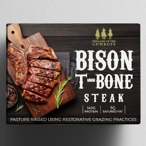 BISON T-BONE STEAK - FROM THE LAND OF THE COWBOYS Design by neoflexdesign