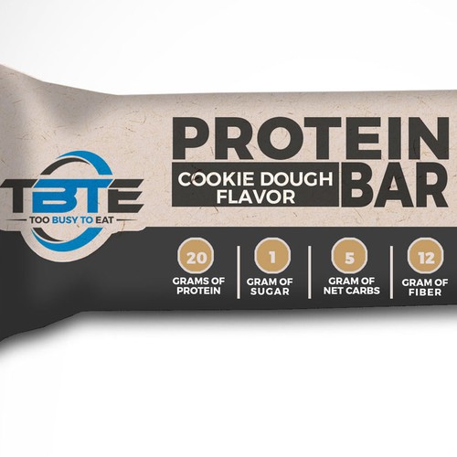 Design a unique protein bar wrapper for Too Busy To Eat Design réalisé par CobyStar