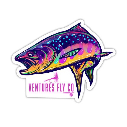 Eye catching, awesome, bold fly fishing trout & fly sticker design or illustration  needed!!, Sticker contest