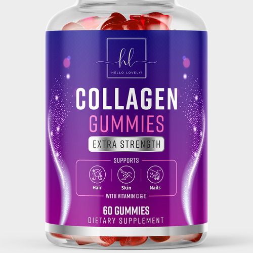 Hello Lovely needs a Collagen Gummies product label Réalisé par ZAKIGRAPH ®