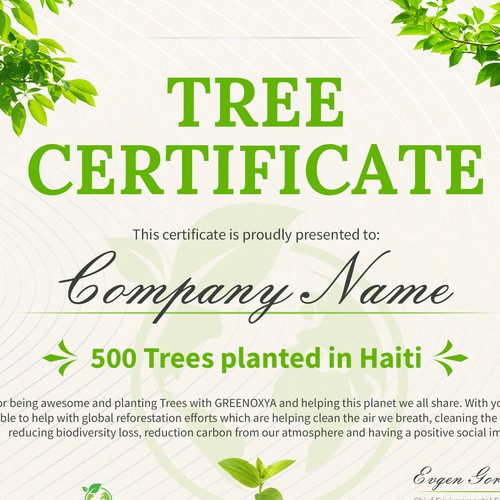 Tree Certificate Diseño de Evgen Gordinski