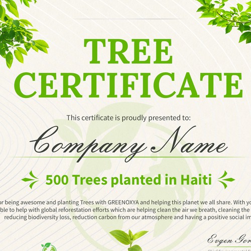 Evgen GordinskiさんのTree Certificateデザイン