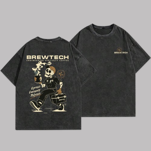"Vintage T-shirt illustration for cool coffee technicians" winning Brochure