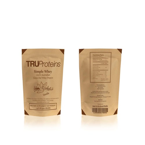 We need a simple, clean single color label for TruProteins product ...