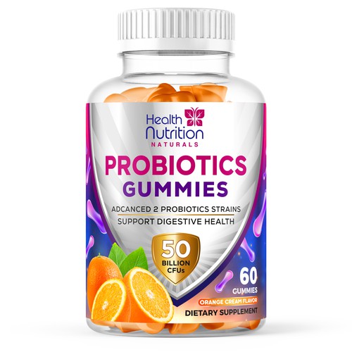 Healthy Probiotic Gummies Label needed for Health Nutrition Design by JOHN's_AlphaCreation