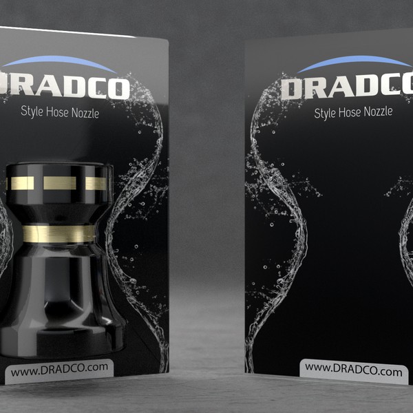 Design a premium water hose nozzle packaging card.