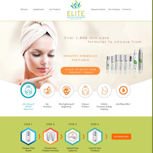 SkinCare Manufacturing Company site Homepage  page design contest