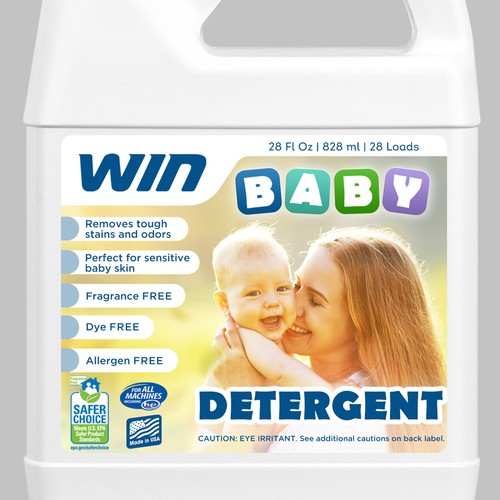 WIN Baby Detergent bottle label Design by Air_designs