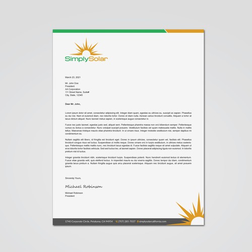 "Renewable Energy Company Letterhead" Design réalisé par Tcmenk