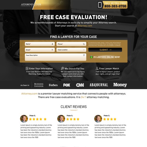 Design a Landing Page for Attorney.com Design by Atul-Arts