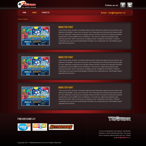 website design for TMGAMER Diseño de J D