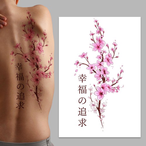 cherry blossom tree back tattoos