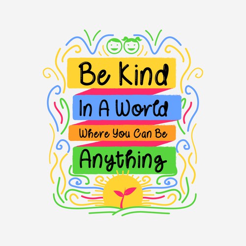 BE KIND Colorful Kids T-shirt Design Design réalisé par Thiago Apolinário