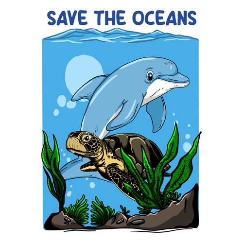 SAVE THE OCEAN OR SAVE THE OCEANS Design réalisé par tryyourluck.