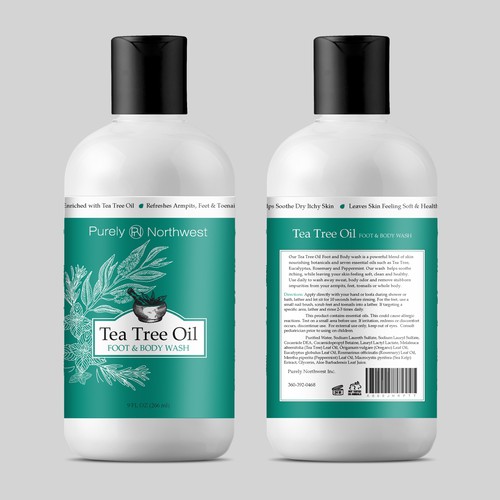 Updated Tea Tree Body Wash Label Design réalisé par Nirmana92