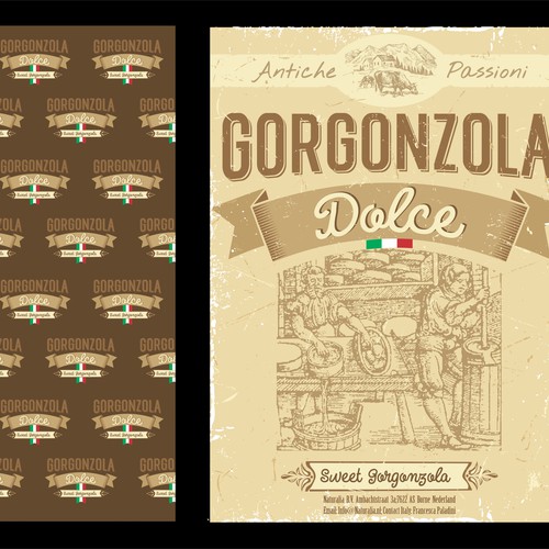 Design a product label set for an Italian Cheese Diseño de valdo