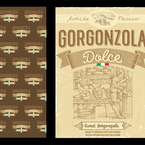 Design a product label set for an Italian Cheese Réalisé par valdo