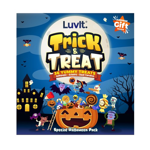 Design a cute Halloween Special Edition Kids Pack for a confectionary brand Design by Wilson8a