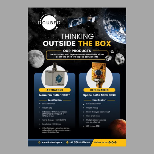 Product Flyer for New Space Company Design by Dzhafir