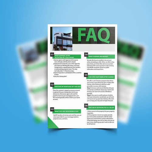 Design di FAQ Flyer made For Real Estate Homebuyer di riazuldesigner