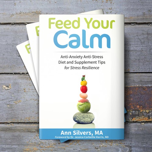 Captivating Yet Calm Book Cover for Stress Relief thru Nutrition Concept Design by zaRNic