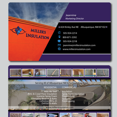 Business card design for Miller's Insulation Design por cheene